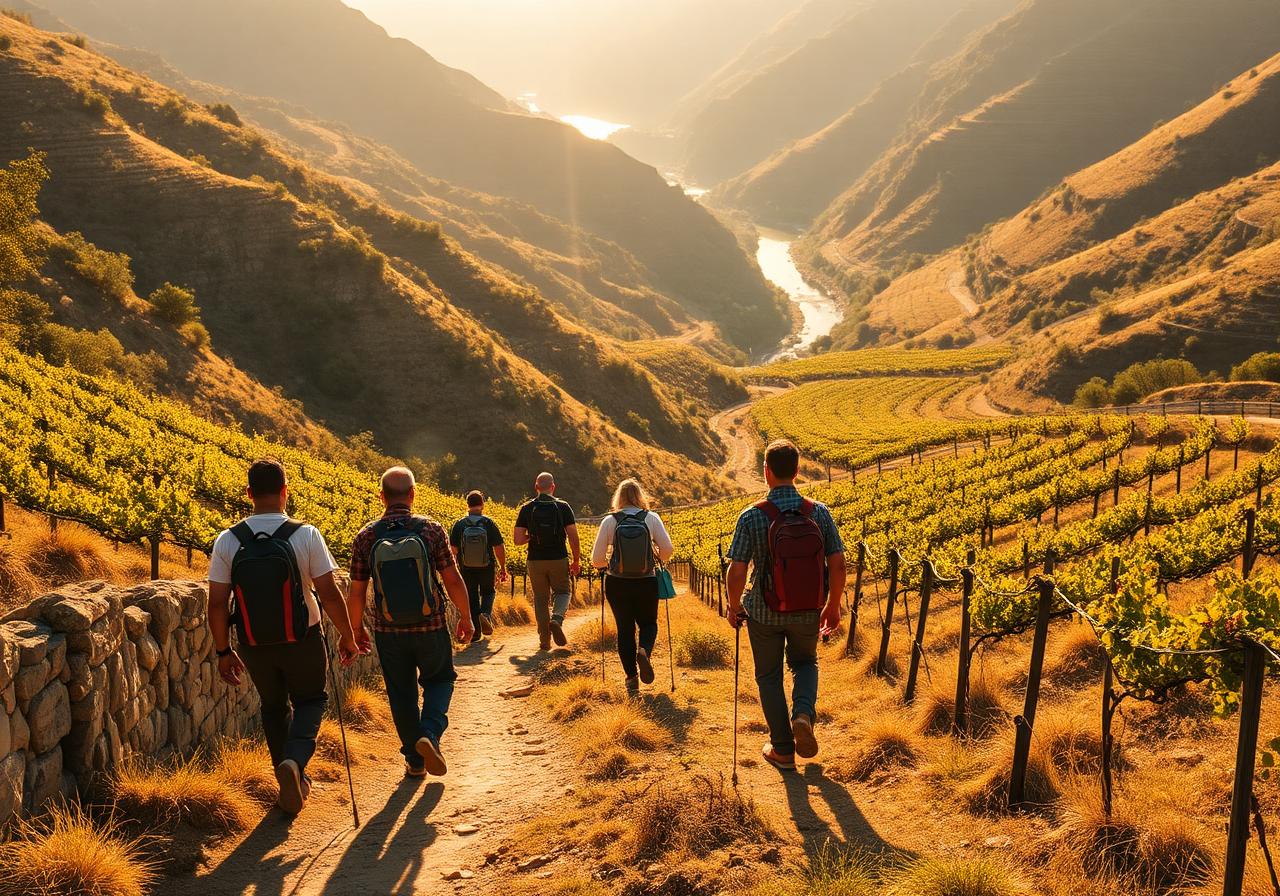 Vista sobre o rio Douro e os socalcos de vinha no trilho para Casal de Loivos